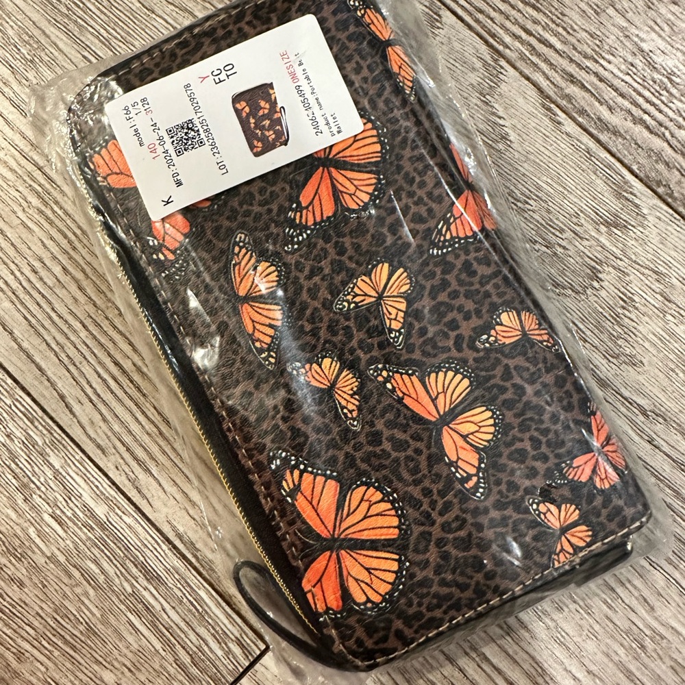 Large Butterfly leopard print wallet